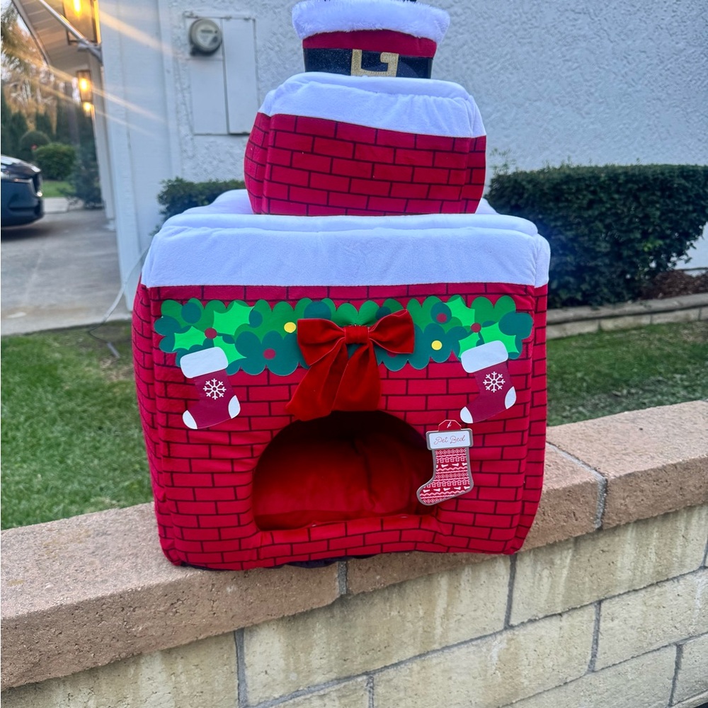 Festive Red and White Pet House